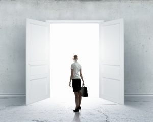 woman - open door